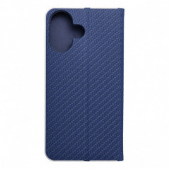 Apple iPhone 16 Portefeuilles LUNA Book Carbon Fibre de carbone, Élégant  Bleu