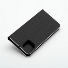 Apple iPhone 16 Pro Portefeuilles LUNA Book Carbon Fibre de carbone, Élégant  Noir
