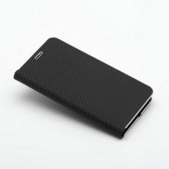 Apple iPhone 16 Plus Portefeuilles LUNA Book Carbon Fibre de carbone, Élégant  Noir