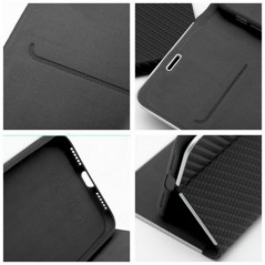 Apple iPhone 16 Plus Portefeuilles LUNA Book Carbon Fibre de carbone, Élégant  Noir