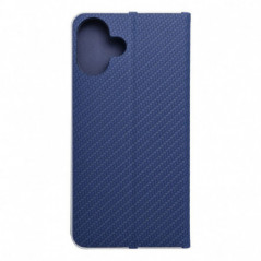 Apple iPhone 16 Plus Portefeuilles LUNA Book Carbon Fibre de carbone, Élégant  Bleu