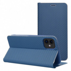 Apple iPhone 16 Plus Portefeuilles LUNA Book Carbon Fibre de carbone, Élégant  Bleu