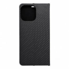 Apple iPhone 16 Pro Max Portefeuilles LUNA Book Carbon Fibre de carbone, Élégant  Noir
