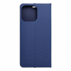 Apple iPhone 16 Pro Max Portefeuilles LUNA Book Carbon Fibre de carbone, Élégant  Bleu