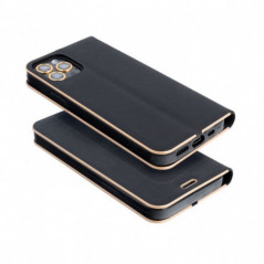 Apple iPhone 16 Portefeuilles LUNA Book Gold Élégant  Noir