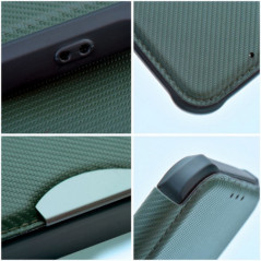 Apple iPhone 16 Pro Portefeuilles Razor Book Fibre de carbone, Modèle de carbone  Vert foncé