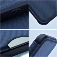 Apple iPhone 16 Portefeuilles Razor Book Fibre de carbone, Modèle de carbone  Bleu