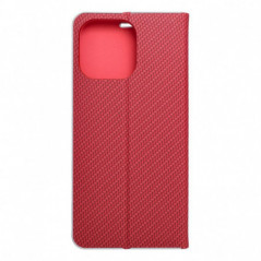 Apple iPhone 16 Pro Max Portefeuilles LUNA Book Carbon Fibre de carbone, Élégant  Rouge