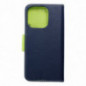 Apple iPhone 16 Pro Étui portefeuille Fancy Book Marine / Citron vert