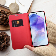 XIAOMI Redmi Note 14 Pro Plus 5G Portefeuilles LUNA Book Carbon Fibre de carbone, Élégant  Rouge
