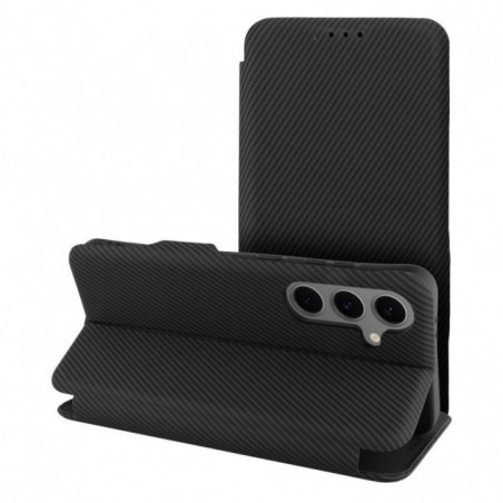 Samsung Galaxy A16 Portefeuilles FOLIO Side Magnet Élégant, Modèle de carbone  Noir