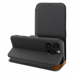 Apple iPhone 16 Plus Portefeuilles FOLIO Side Magnet Élégant, Modèle de carbone  Noir