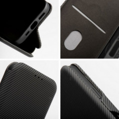 Apple iPhone 16 Pro Max Portefeuilles FOLIO Side Magnet Élégant, Modèle de carbone  Noir