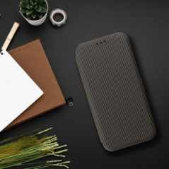 Apple iPhone 16 Pro Portefeuilles FOLIO Side Magnet Élégant, Modèle de carbone  Brun
