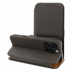Apple iPhone 16 Pro Portefeuilles FOLIO Side Magnet Élégant, Modèle de carbone  Brun