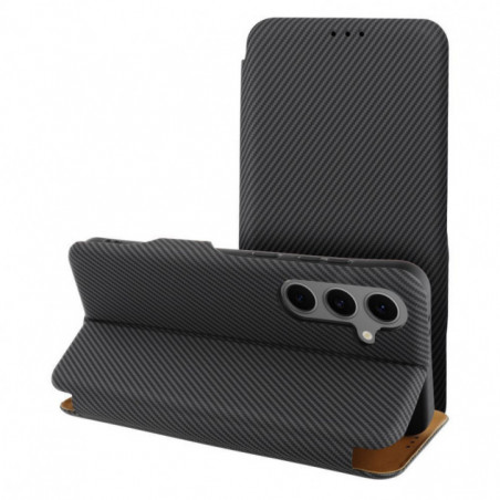 Samsung Galaxy A36 Portefeuilles FOLIO Side Magnet Élégant, Modèle de carbone  Gris