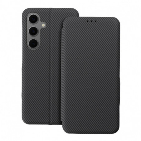 Samsung Galaxy A36 Portefeuilles FOLIO Side Magnet Élégant, Modèle de carbone  Gris