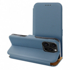 Apple iPhone 14 Pro Portefeuilles FOLIO Side Magnet Élégant, Modèle de carbone  Bleu