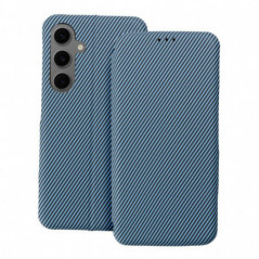 Samsung Galaxy A15 5G Portefeuilles FOLIO Side Magnet Élégant, Modèle de carbone  Bleu