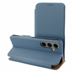 Samsung Galaxy A36 Portefeuilles FOLIO Side Magnet Élégant, Modèle de carbone  Bleu