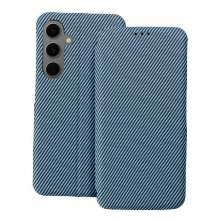Samsung Galaxy A26 Portefeuilles FOLIO Side Magnet Élégant, Modèle de carbone  Bleu