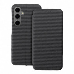 Samsung Galaxy A15 LTE Portefeuilles FOLIO Side Magnet Élégant, Modèle de carbone  Gris