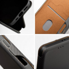 Samsung Galaxy A15 LTE Portefeuilles FOLIO Side Magnet Élégant, Modèle de carbone  Gris