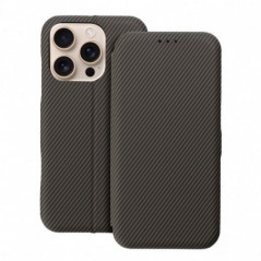 Apple iPhone 14 Portefeuilles FOLIO Side Magnet Élégant, Modèle de carbone  Brun