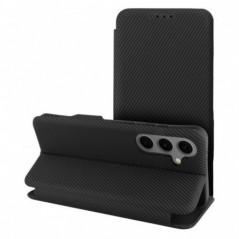 Samsung Galaxy A35 Portefeuilles FOLIO Side Magnet Élégant, Modèle de carbone  Noir