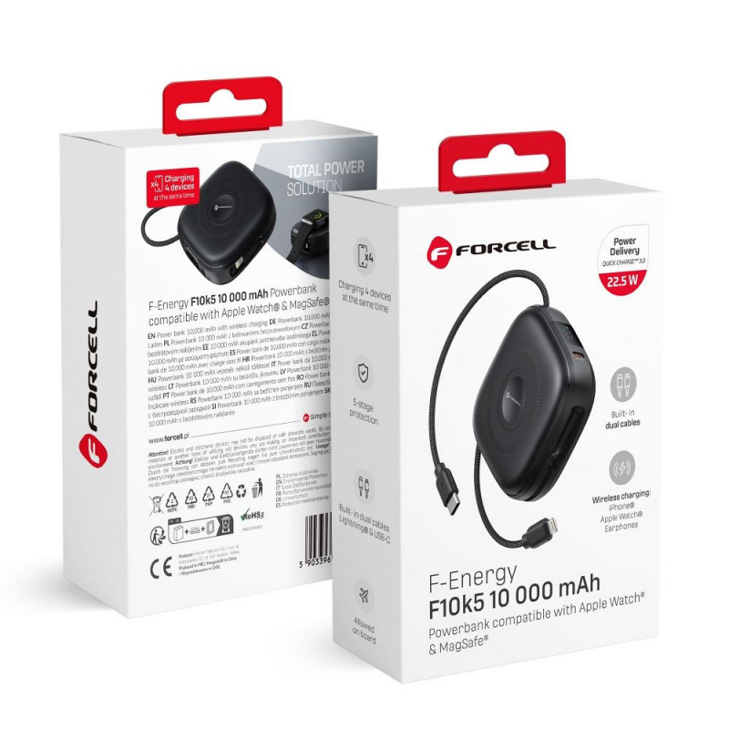 Forcell Power bank F-ENERGY F10K5 10000 mAh PD3.1 QC3.0 noir
