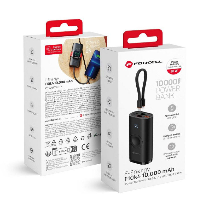 Forcell Power bank F-ENERGY F10K4 10000 mAh PD QC3.0 noir