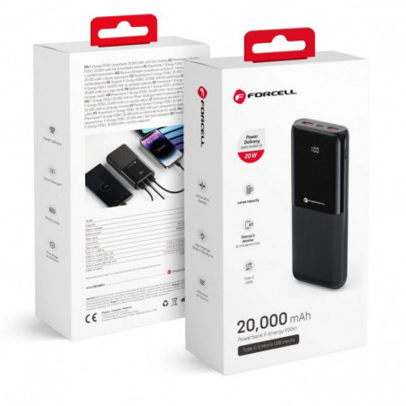 Forcell Power bank F-Energy P20k1 PD 20W QC 20000mAh noir