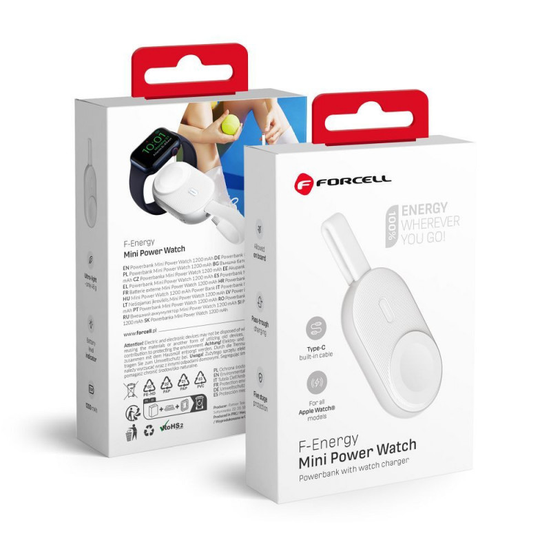 Forcell Power bank F-ENERGY Mini Power Watch 1A 2,5W 1200 mAh blanc