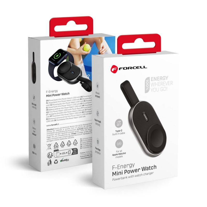 Forcell Power bank F-ENERGY Mini Power Watch 1A 2,5W 1200 mAh noir