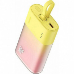 Baseus Power bank PPKDC05I 5200 mAh avec câble Lightning intégré + câble Type C vers Type C PD QC 2,4A 20W jaune rose