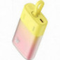 Baseus Power bank PPKDC05I 5200 mAh avec câble Lightning intégré + câble Type C vers Type C PD QC 2,4A 20W jaune rose