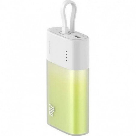 Baseus Power bank PPKDC05I 5200 mAh avec câble Lightning intégré + câble Type C vers Type C PD QC 2,4A 20W vert blanc