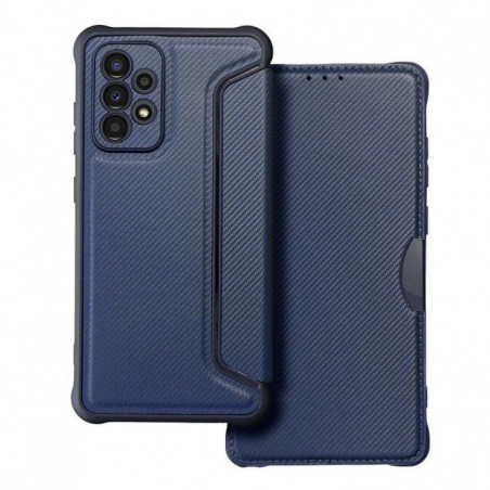 Samsung Galaxy A53 5G Portefeuilles Razor Book Fibre de carbone, Modèle de carbone  Bleu