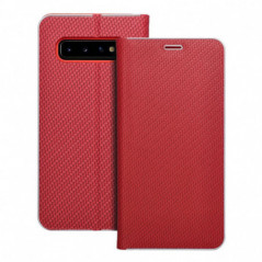 Samsung Galaxy S10 Portefeuilles LUNA Book Carbon Fibre de carbone, Élégant  Rouge