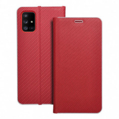 Samsung Galaxy A71 LTE Portefeuilles LUNA Book Carbon Fibre de carbone, Élégant  Rouge