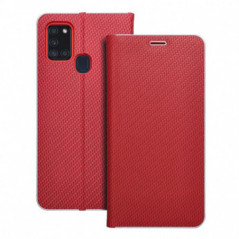 Samsung Galaxy A21s Portefeuilles LUNA Book Carbon Fibre de carbone, Élégant  Rouge