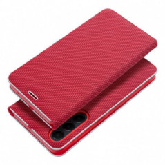 Samsung Galaxy A12 Portefeuilles LUNA Book Carbon Fibre de carbone, Élégant  Rouge