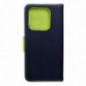 XIAOMI Redmi Note 14 4G Étui portefeuille Fancy Book Marine / Citron vert