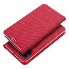 Apple iPhone 16e Portefeuilles LUNA Book Carbon Fibre de carbone, Élégant  Rouge