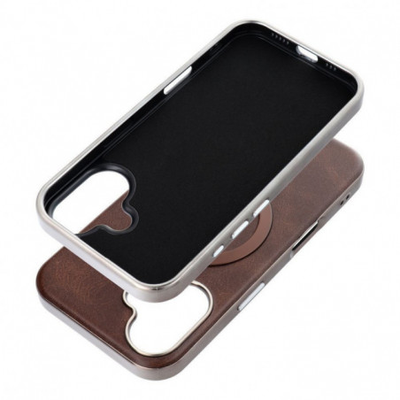 Apple iPhone 12 Coque Gentleman Mag Cover Élégant  MagSAFE  Brun