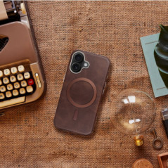 Apple iPhone 12 Coque Gentleman Mag Cover Élégant  MagSAFE  Brun