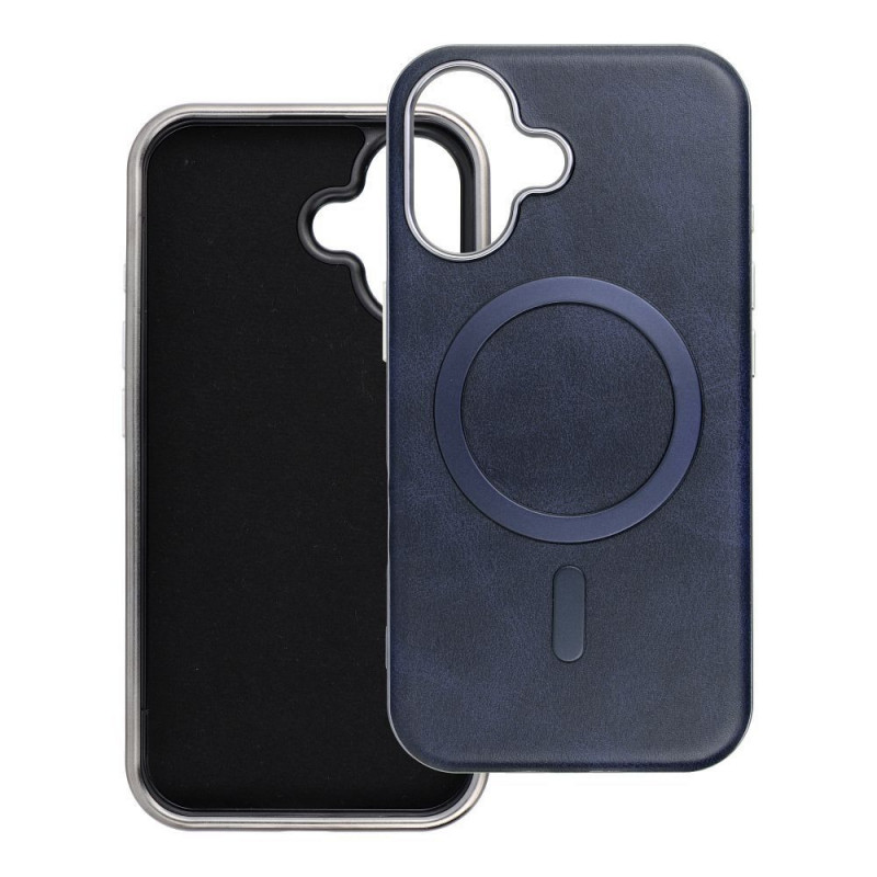 Apple iPhone 16 Pro Coque Gentleman Mag Cover Élégant MagSAFE Bleu marine Apple iPhone 16 Pro Coque Gentleman Mag Cover Élégant MagSAFE Bleu marine