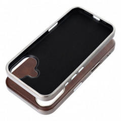Apple iPhone 16e Coque Gentleman Mag Cover Élégant  MagSAFE  Brun