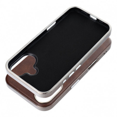 Apple iPhone 16e Coque Gentleman Mag Cover Élégant  MagSAFE  Brun