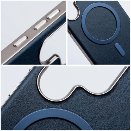 Apple iPhone 16e Coque Gentleman Mag Cover Élégant  MagSAFE  Bleu marine